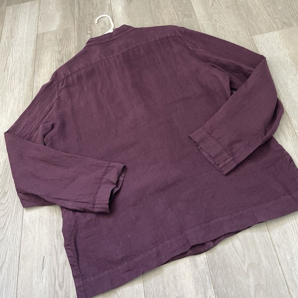 Massimo Alba Shirt linen button up mens Purple medium minimalist coastal travel - Picture 4 of 7